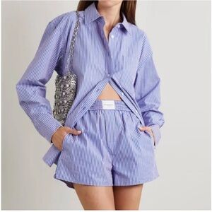 ALEXANDER WANG POPLIN STRIPE OVERSIZED LONG SLEEVE